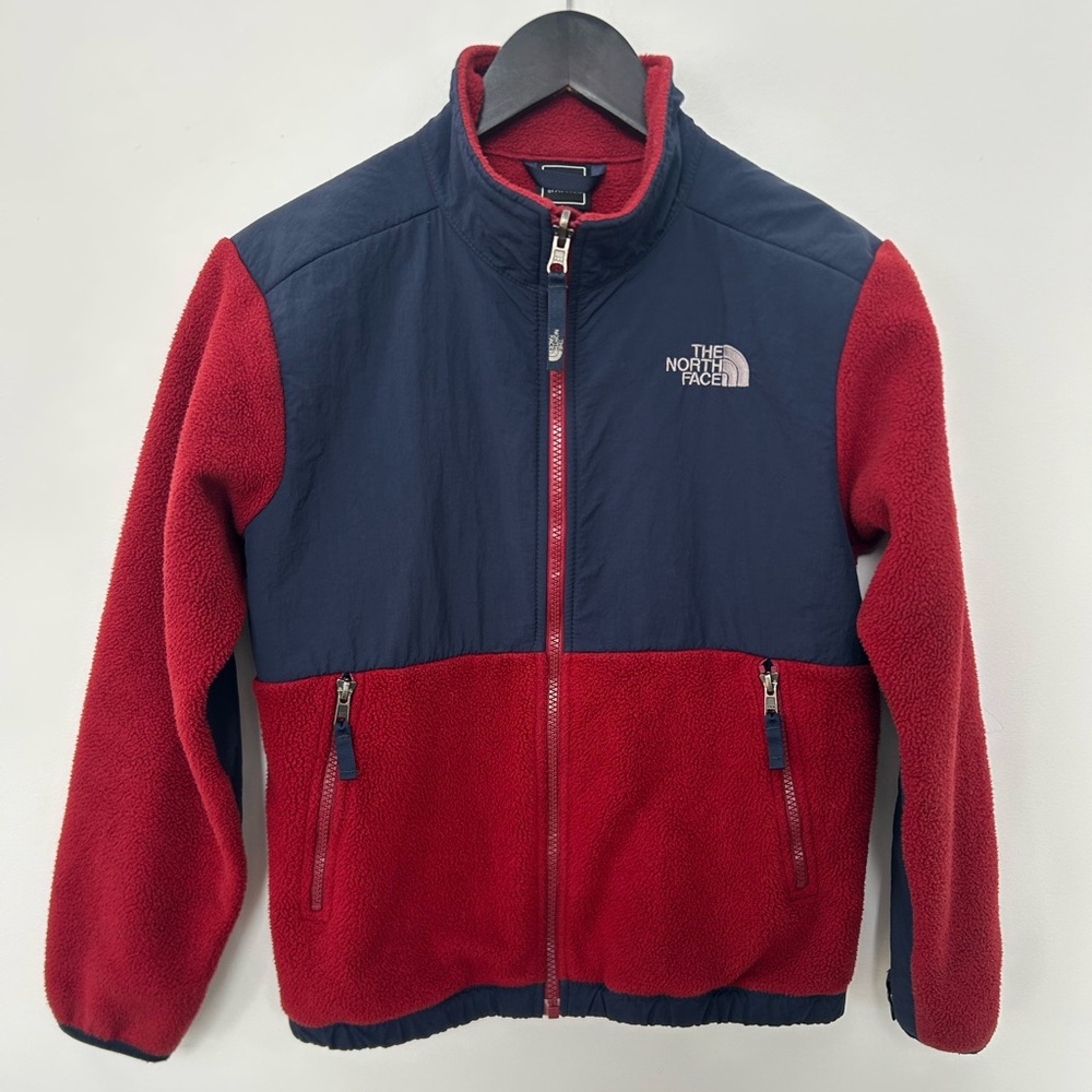 The North Face Denali Fleece Jacket Youth M 10/12 Red Navy Full Zip